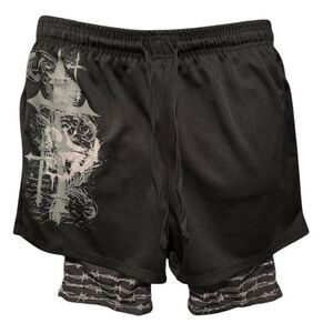 Social Collision Hot Topic Barbed Wire Cross Gym Shorts Men’s Small
